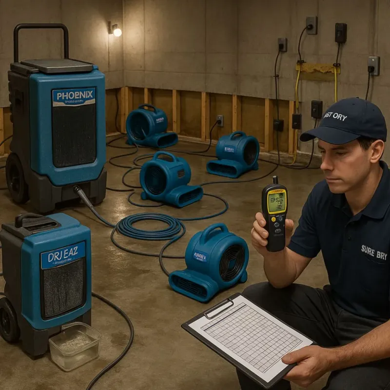 Structural Drying and Dehumidification process in Bainbridge Island, WA